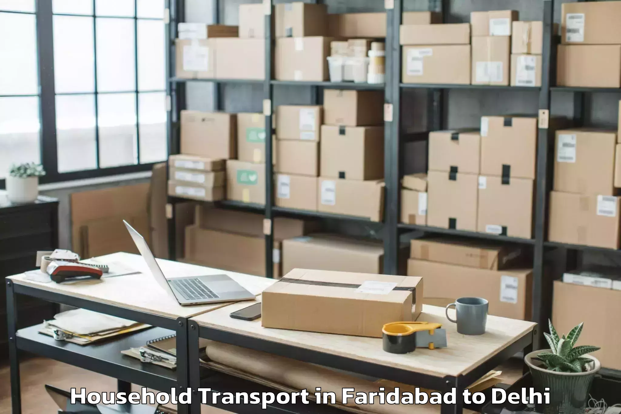 Easy Faridabad to Mgf Metropolitan Mall Delhi Household Transport Booking